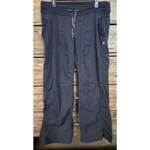 Lululemon Dance Studio Women's Sz 12 Black Ruched Straight Leg Lightweight Yoga